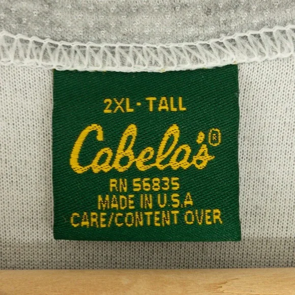 Cabela's Polartec Base Layer Shirt Mens Size 2XL Tall Gray Long Sleeve USA - Picture 3 of 9